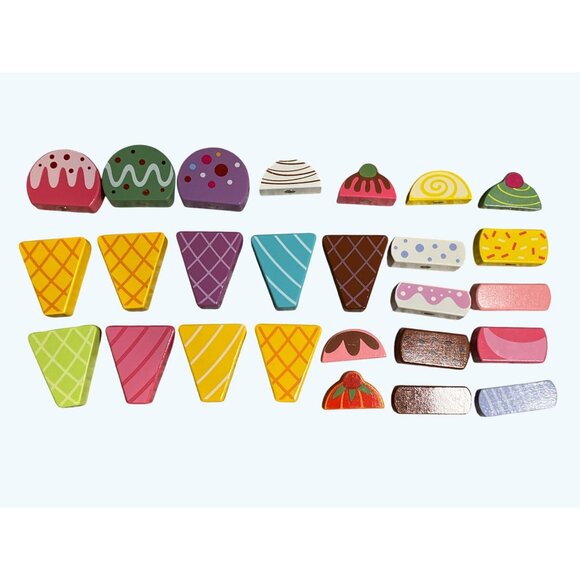 Wooden Ice Cream Pull Along Truck Toy With Magnetic Building Ice Cream Blocks - Picture 9 of 16